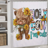 Farmhouse Cute Furry Cow Shower Curtain