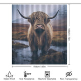 Farmhouse Flair Highland Cow Shower Curtain,