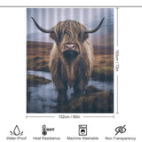 Farmhouse Flair Highland Cow Shower Curtain,