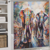 Festive Happy Elephant Shower Curtain