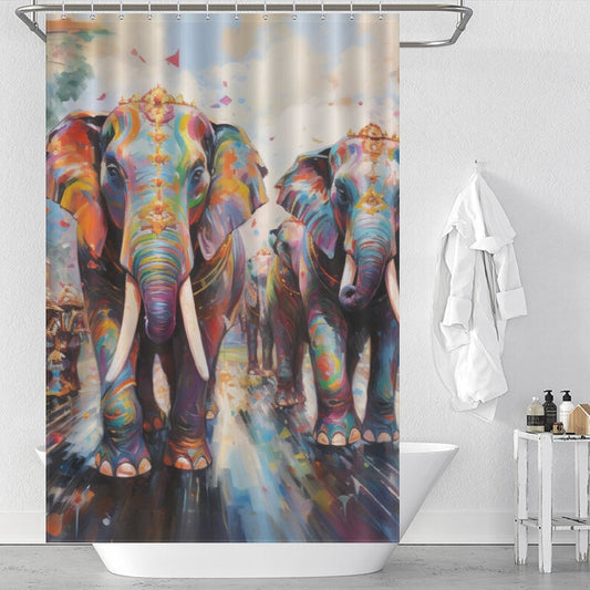 Festive Happy Elephant Shower Curtain