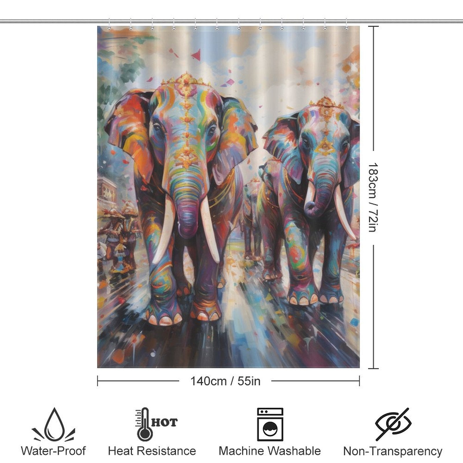 Festive Happy Elephant Shower Curtain