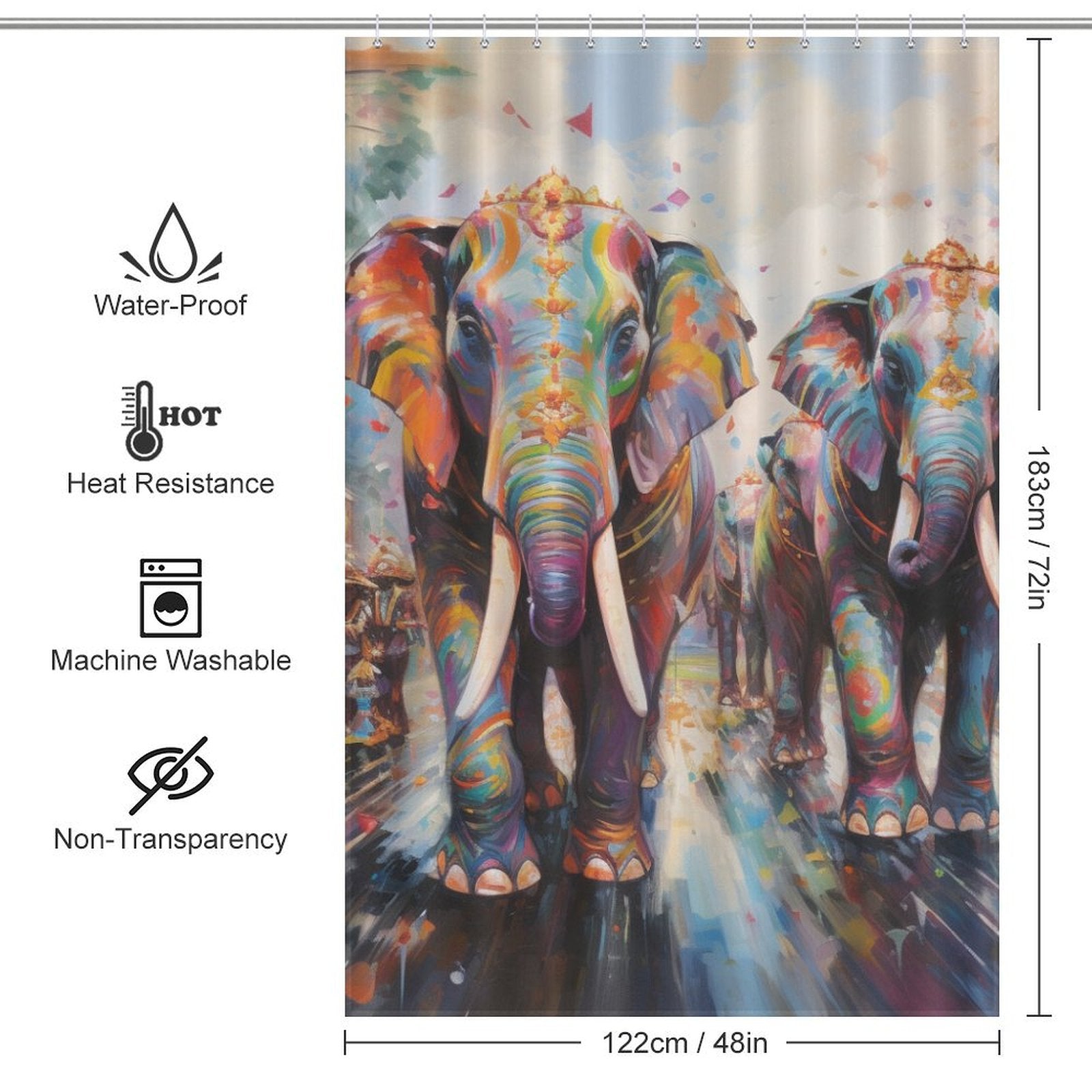 Festive Happy Elephant Shower Curtain