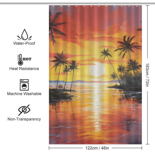 Fiery Sky Tropical Sunset Shower Curtain