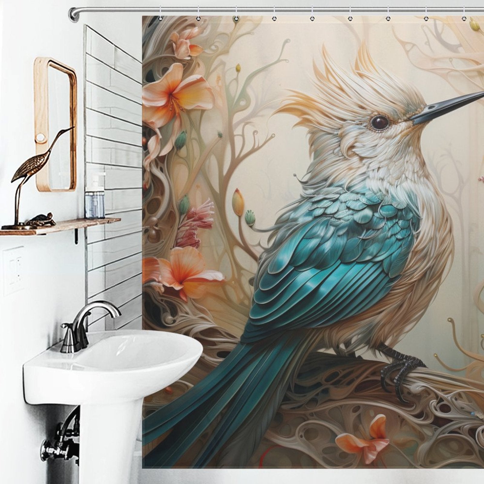 Flight of Fancy Bird Shower Curtain