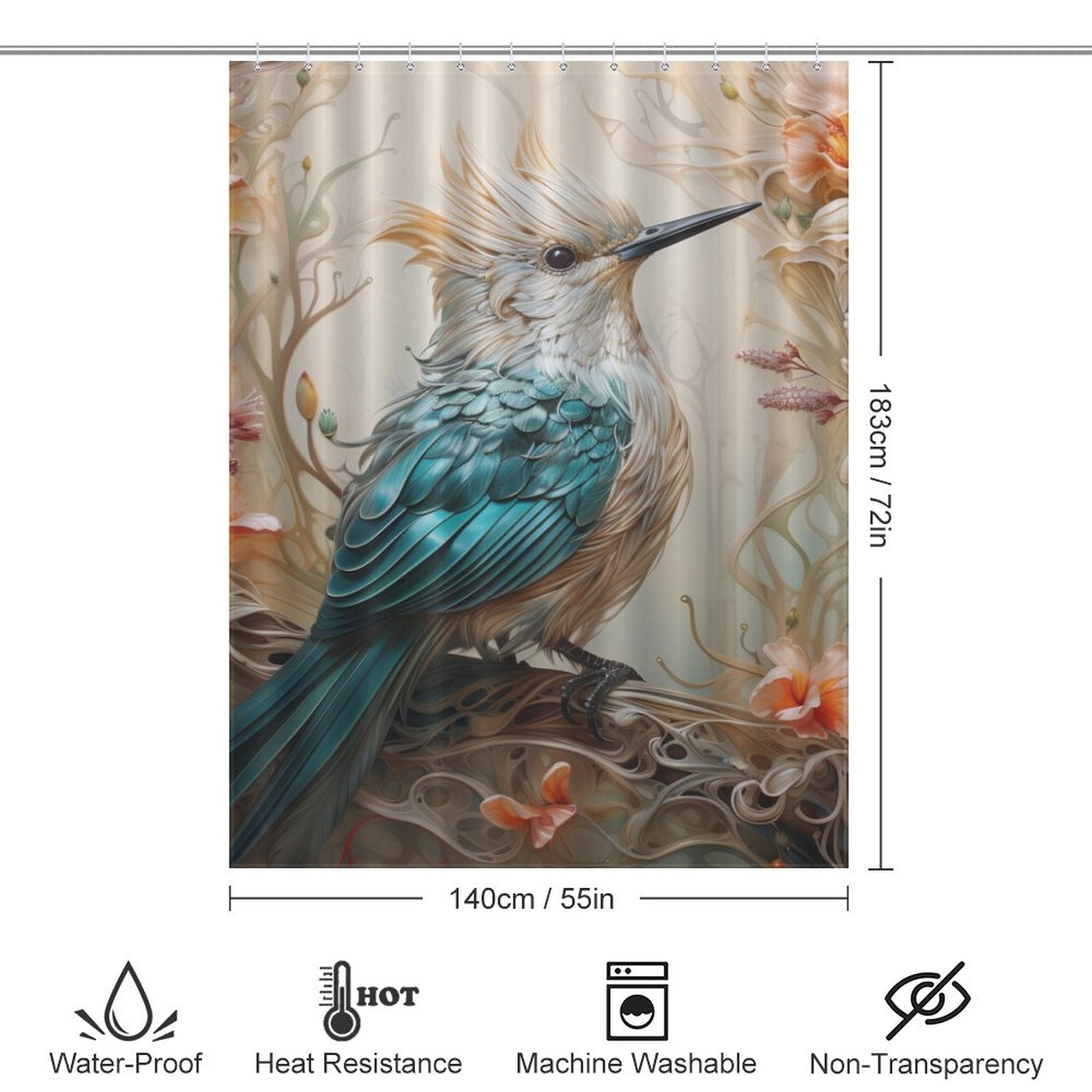 Flight of Fancy Bird Shower Curtain