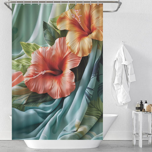 FloralEscapade Hibiscus Shower Curtain