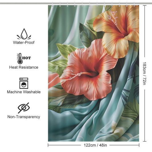 FloralEscapade Hibiscus Shower Curtain