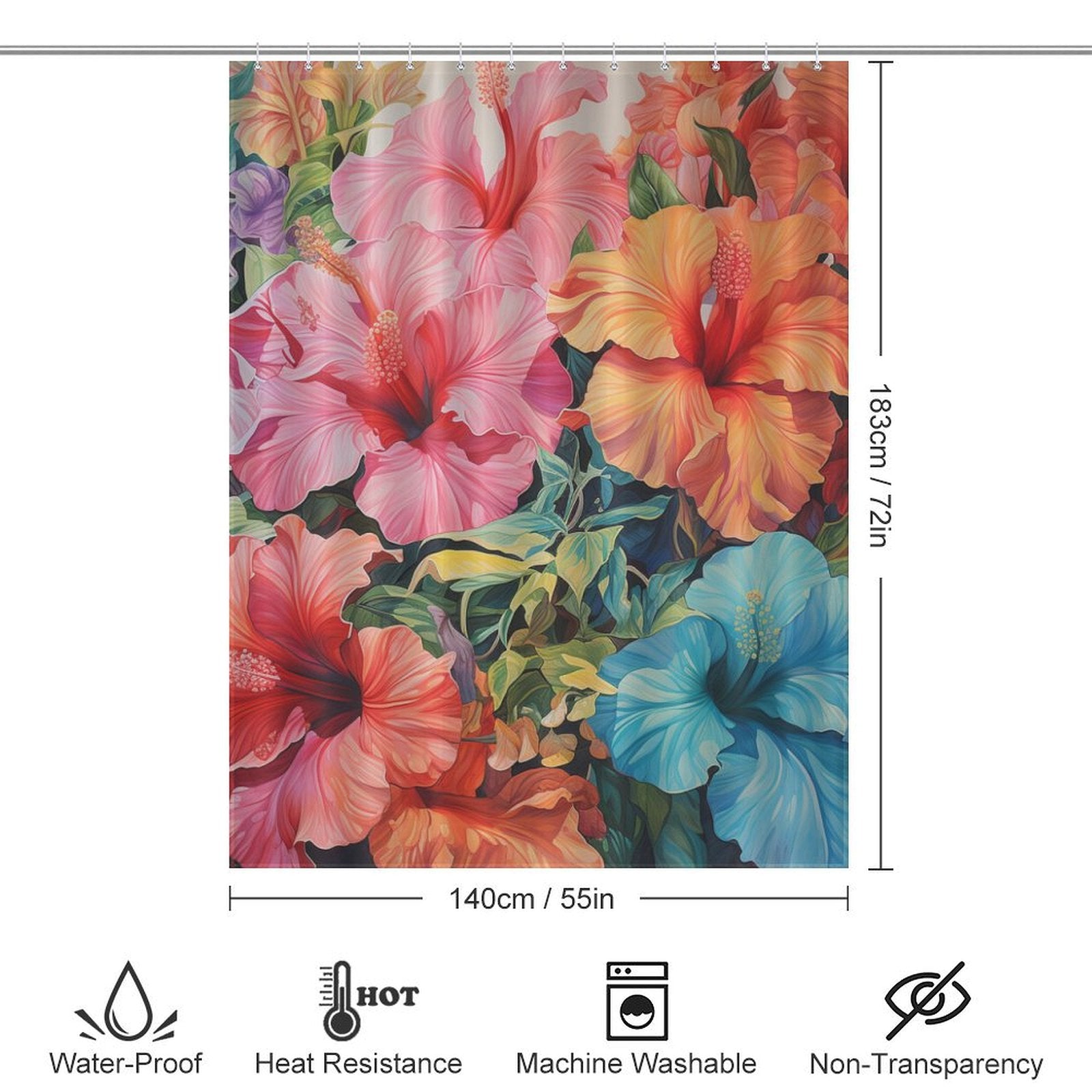 FloralWhispers Hibiscus Shower Curtain