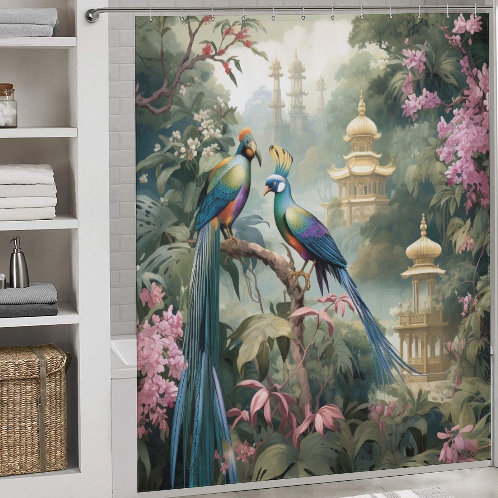 Floral Chinoiserie Shower Curtain
