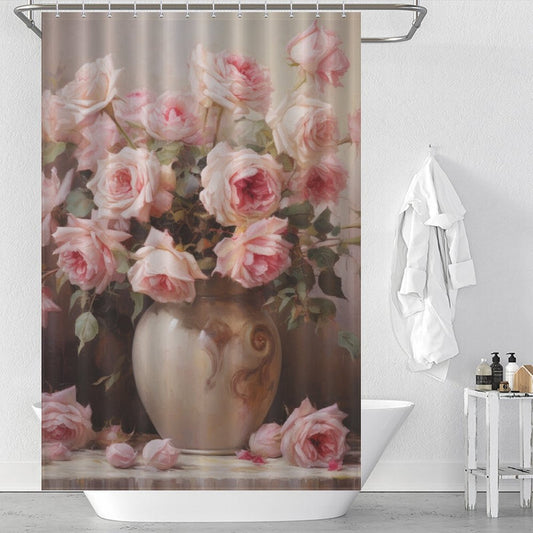 Floral Elegance Pink Rose Shower Curtain