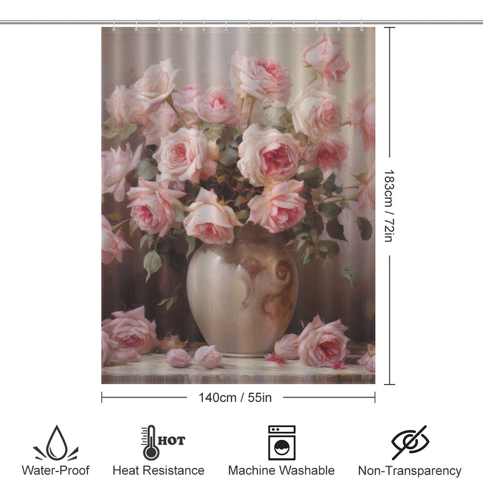 Floral Elegance Pink Rose Shower Curtain