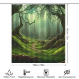 This Tropical Forest Shower Curtain from Cotton Cat features a realistic image of a forest path, providing the perfect touch of nature to your bathroom. Made with 100% polyester, it offers durability and easy maintenance.