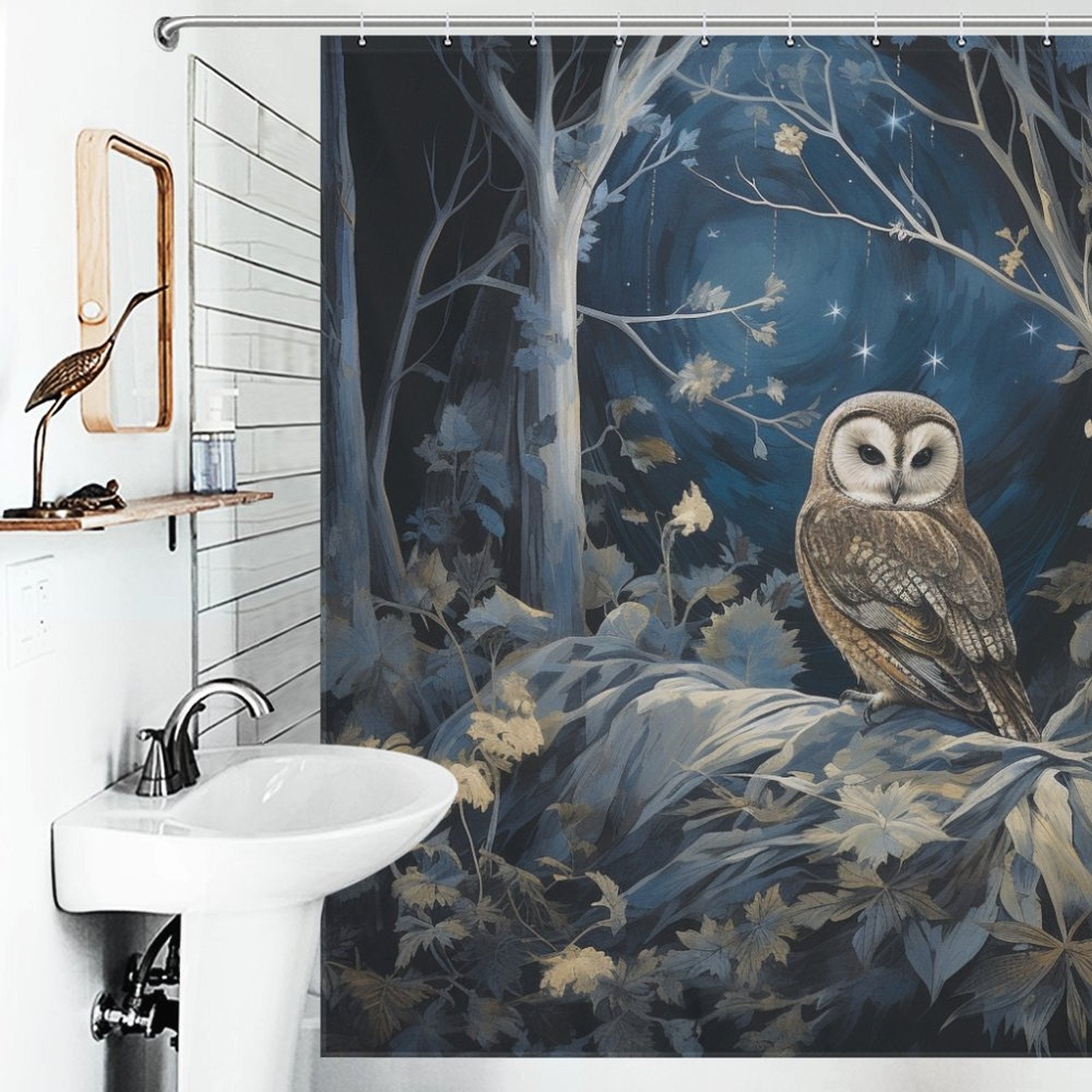  Forest Owl Shower Curtain