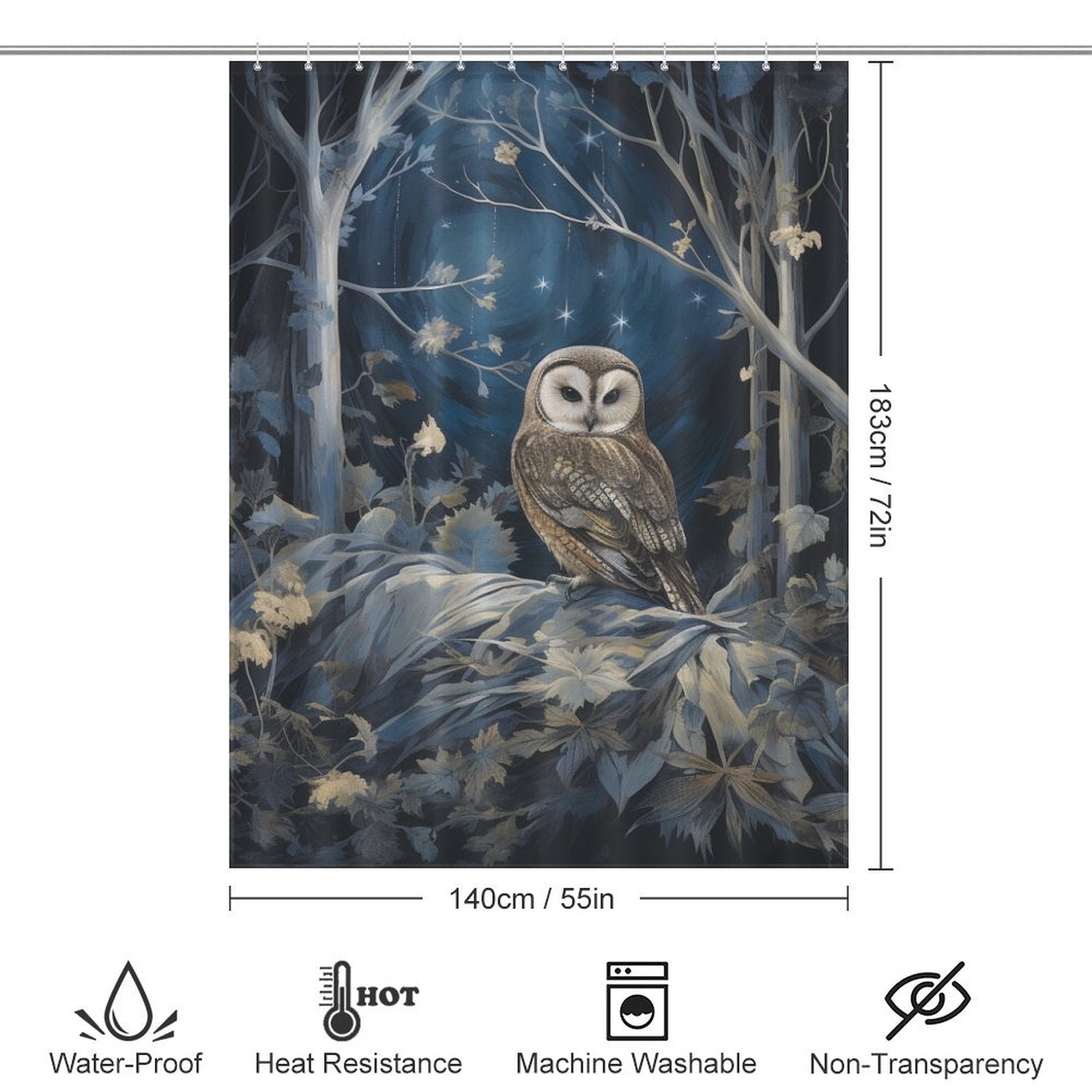  Forest Owl Shower Curtain