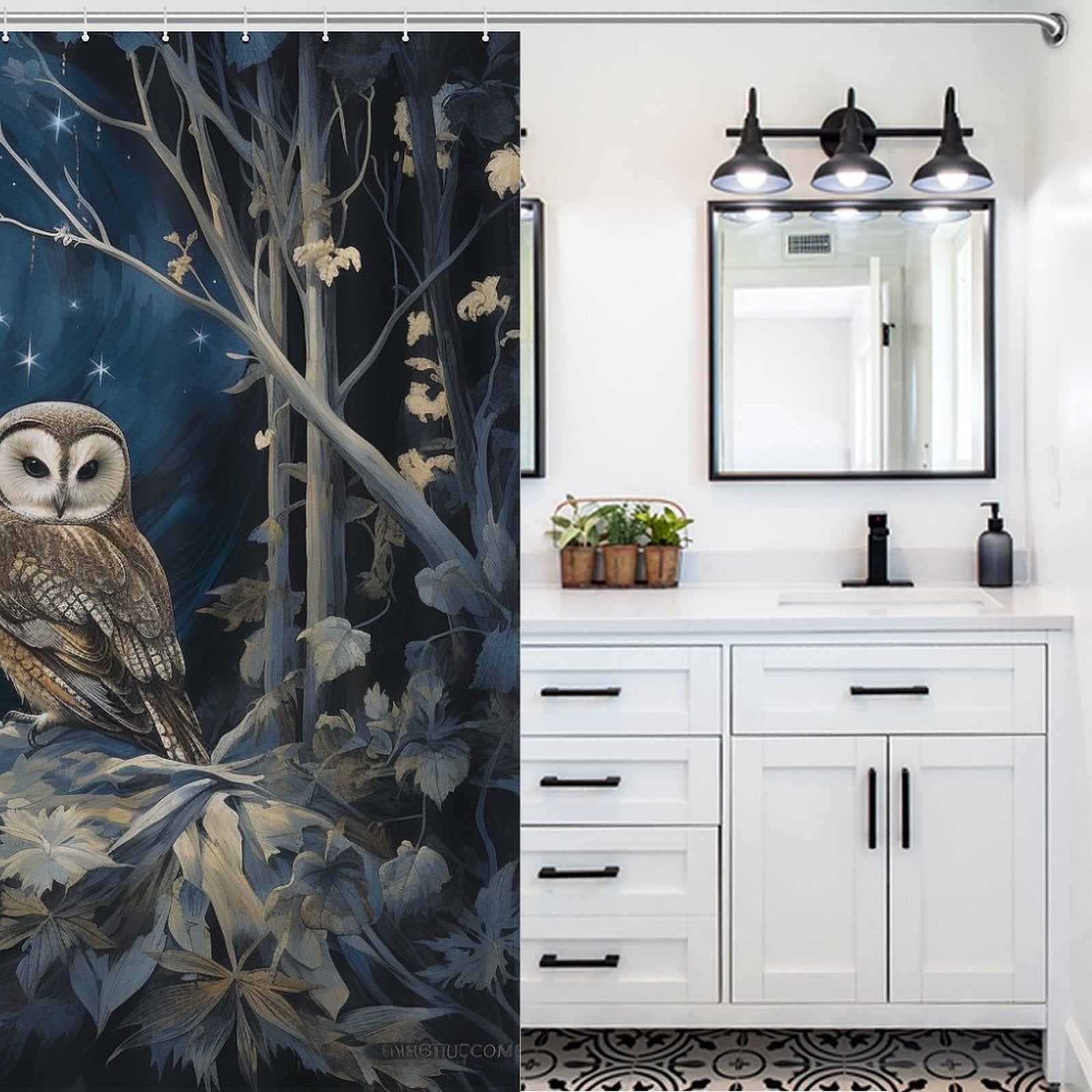  Forest Owl Shower Curtain