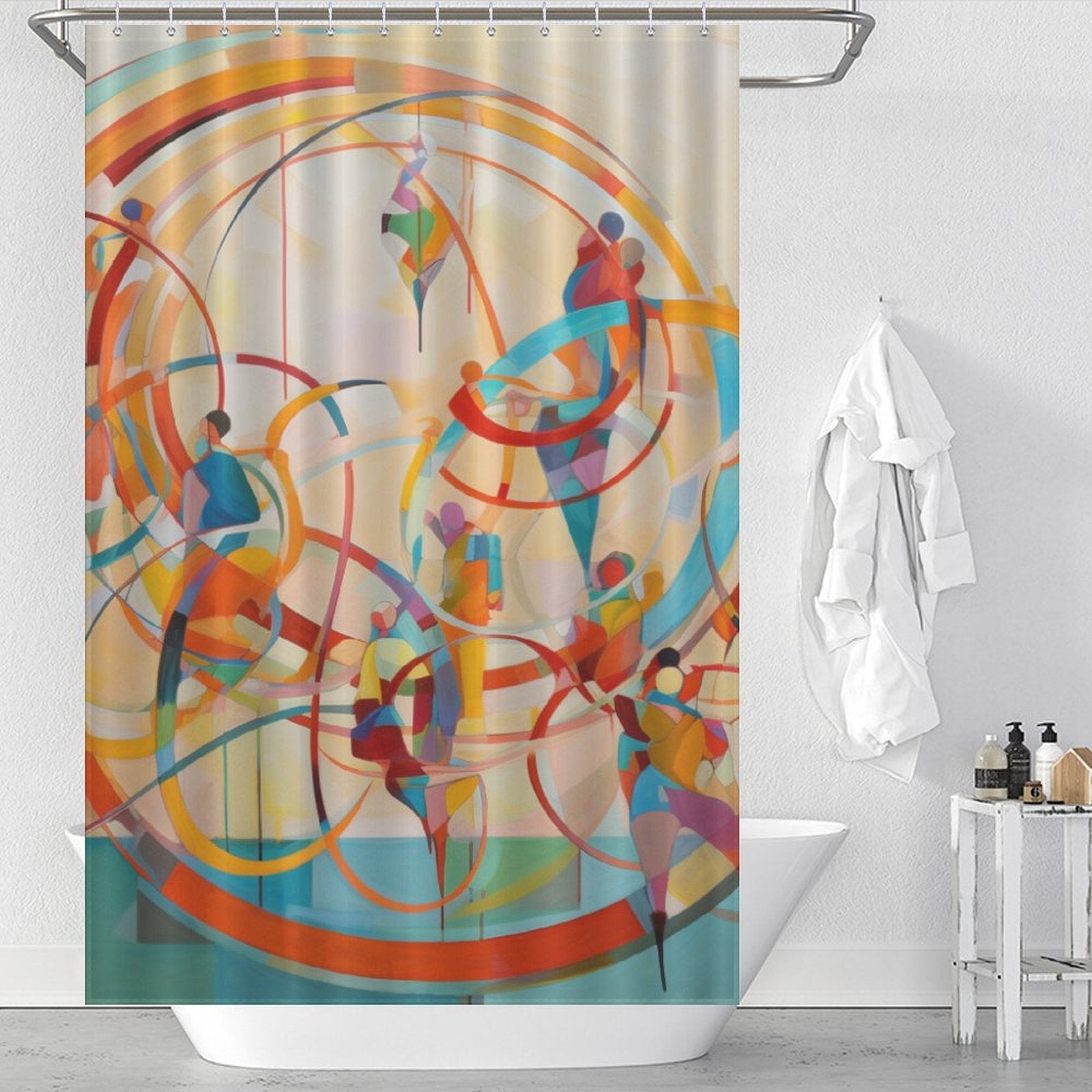 Fun-Filled Rings Hula Hoop Shower Curtain