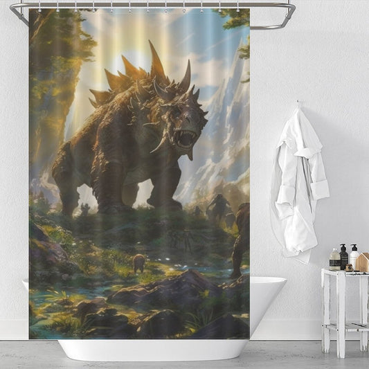 Fun Bathroom with Dinosaurs Shower Curtain