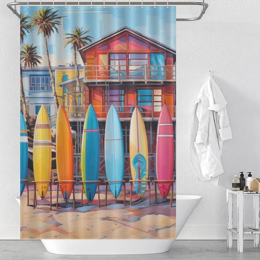 Fun Surfboard Beach Shower Curtain