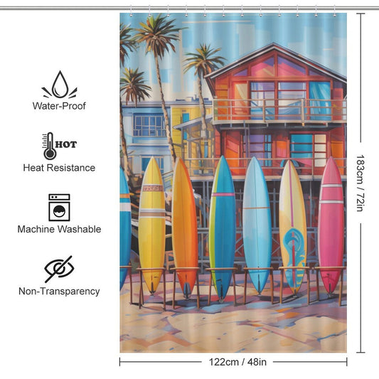 Fun Surfboard Beach Shower Curtain