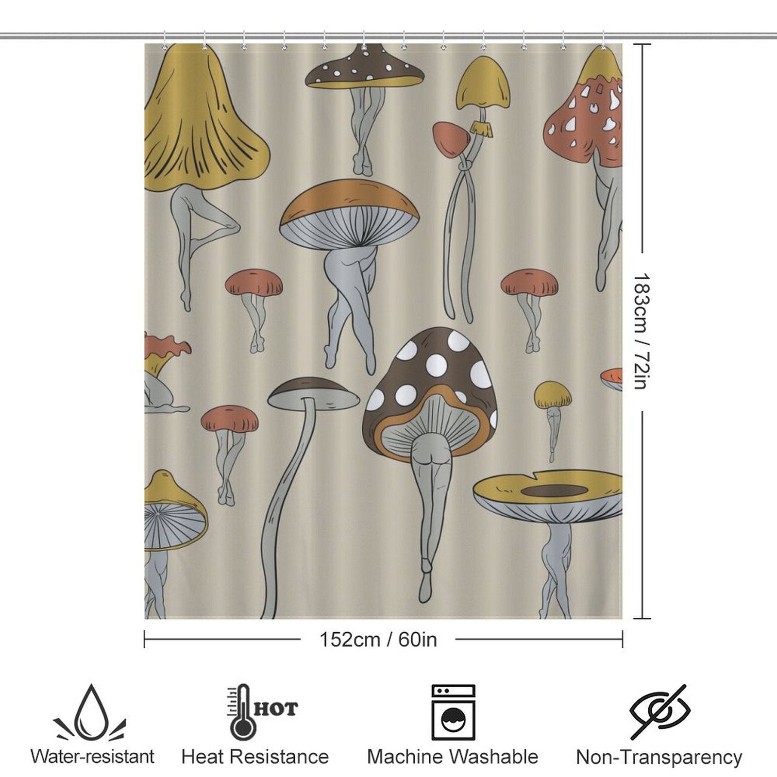 Funny Butt Mushroom Shower Curtain