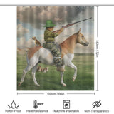 Funny Cat Riding Horse Grassland Shower Curtain