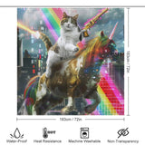 Funny Cat Riding Unicorn with Gun Shower Curtain
