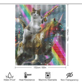 Funny Cat Riding Unicorn with Gun Shower Curtain