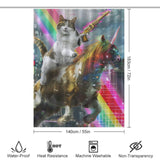 Funny Cat Riding Unicorn with Gun Shower Curtain