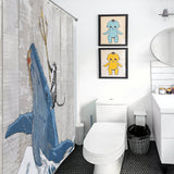 Funny Cat Riding Whale Shower Curtain