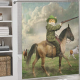 Funny Cowboy Cat Riding Horse Shower Curtain