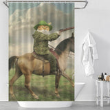 Funny Cowboy Cat Riding Horse Shower Curtain