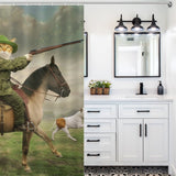 Funny Cowboy Cat Riding Horse Shower Curtain