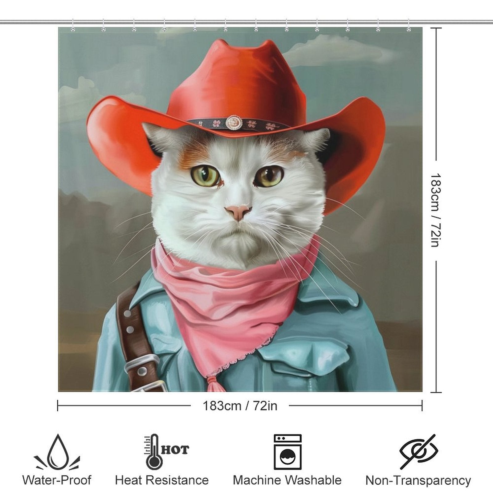 Funny Cowboy Cat Shower Curtain