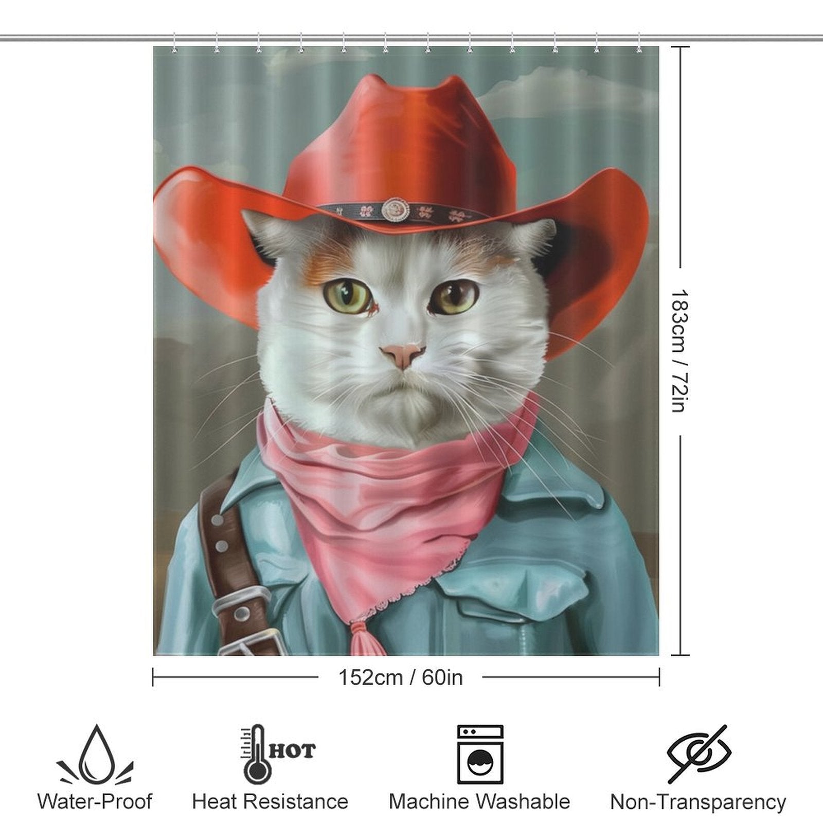 Funny Cowboy Cat Shower Curtain