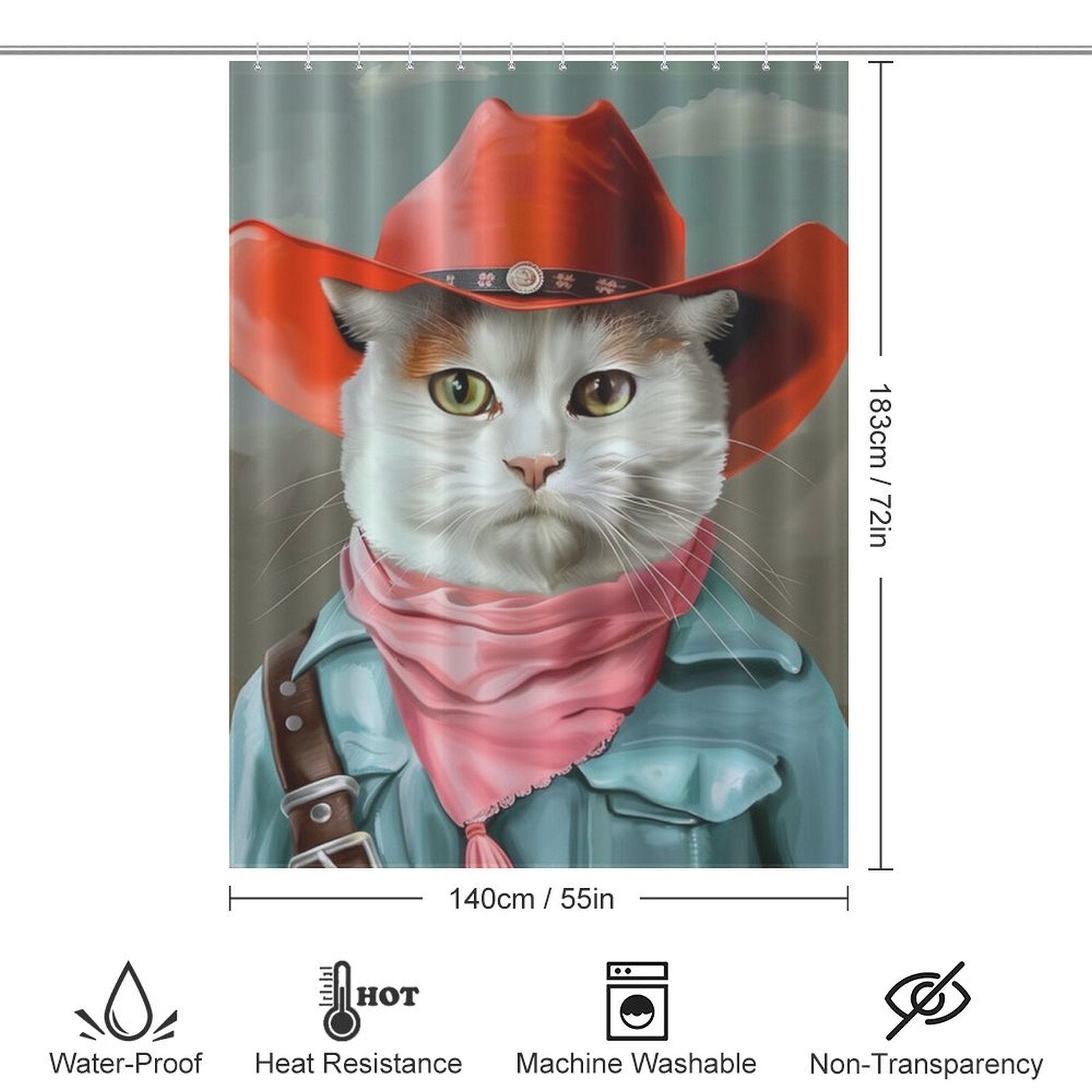 Funny Cowboy Cat Shower Curtain