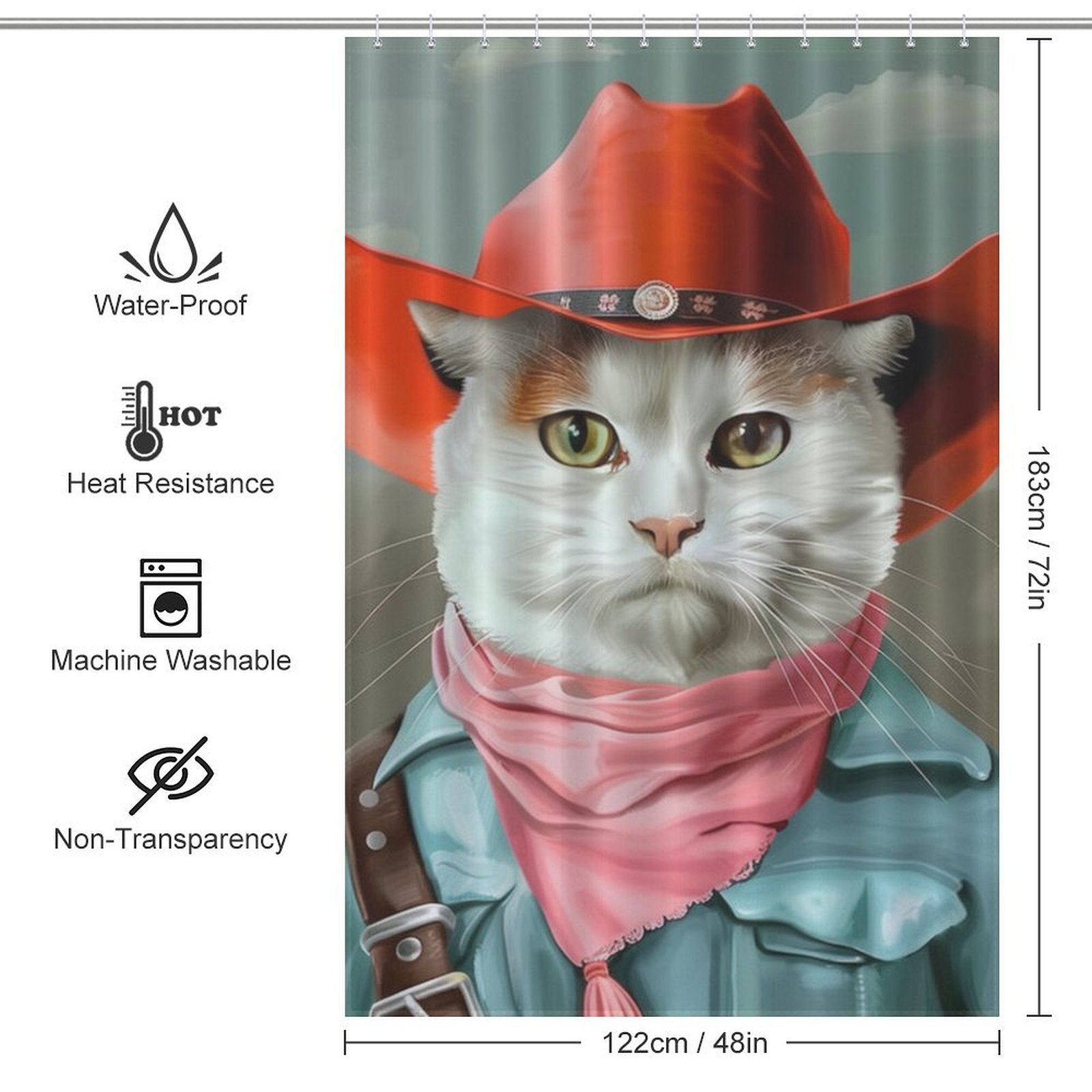 Funny Cowboy Cat Shower Curtain