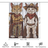 Funny Cute Cartoon Cowboy Cat Shower Curtain