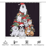 A festive Funny Dog Christmas Tree shower curtain by Cotton Cat, perfect for adding holiday cheer to your bathroom decor.