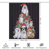 Spread holiday cheer with the Cotton Cat Funny Dog Christmas Tree Shower Curtain featuring funny dogs and Santa Claus.