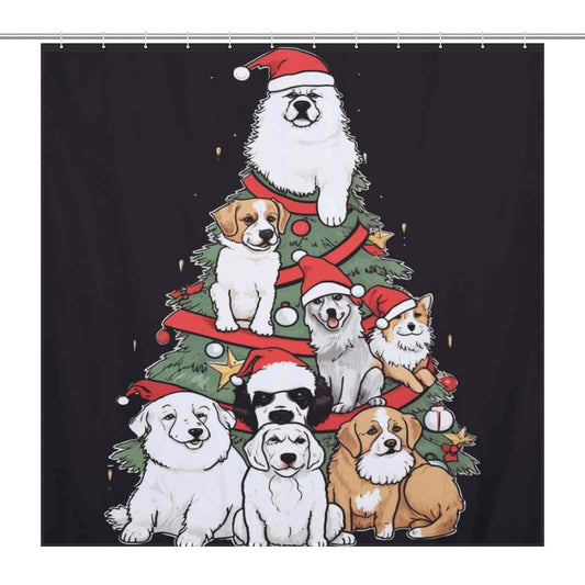 Add a festive touch to your bathroom decor with this Cotton Cat Funny Dog Tree  Christmas Shower Curtain. Featuring dogs adorned on a Christmas tree, it instantly creates a holiday atmosphere in your space.