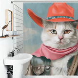 Funny Fat Cowboy Cat Shower Curtain