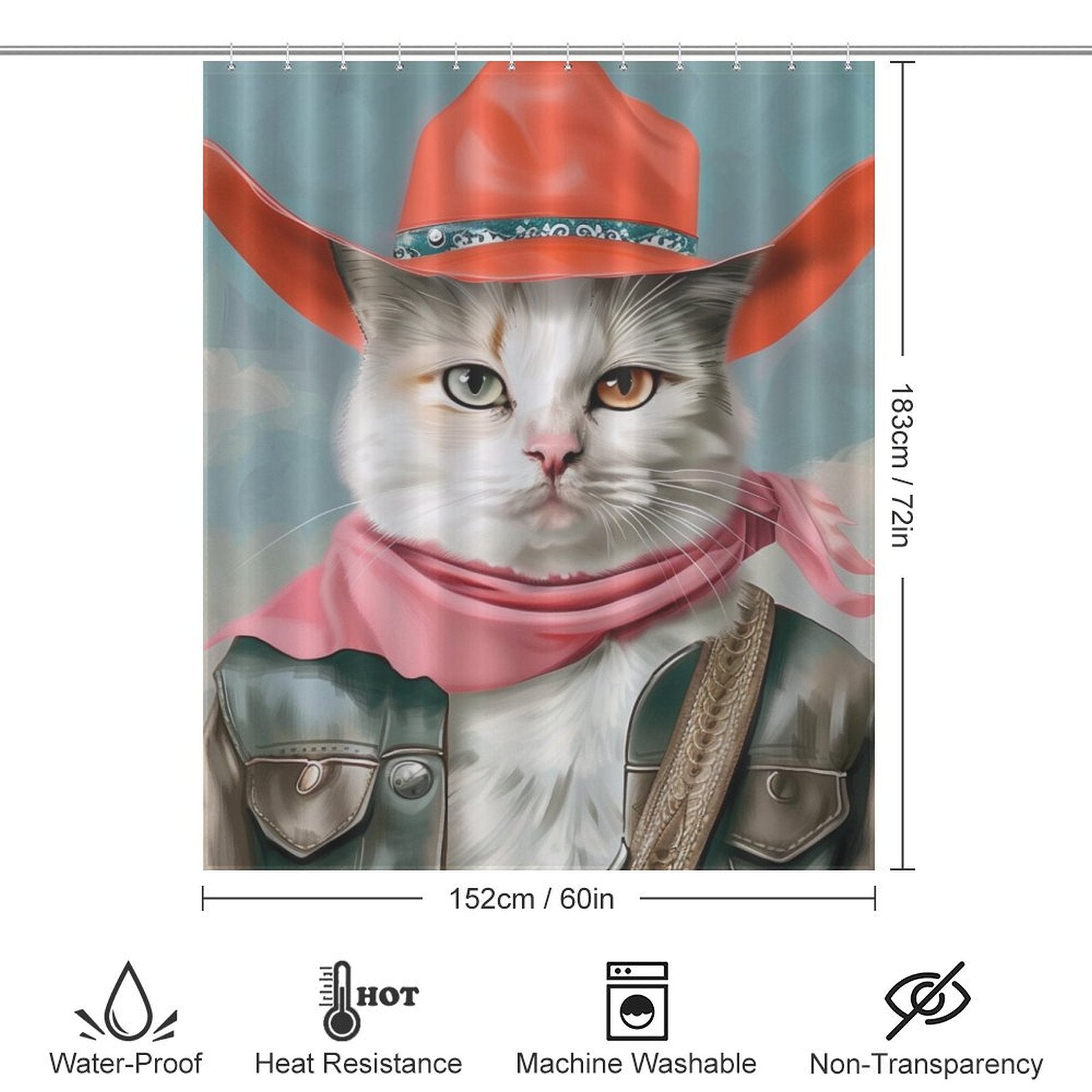 Funny Fat Cowboy Cat Shower Curtain