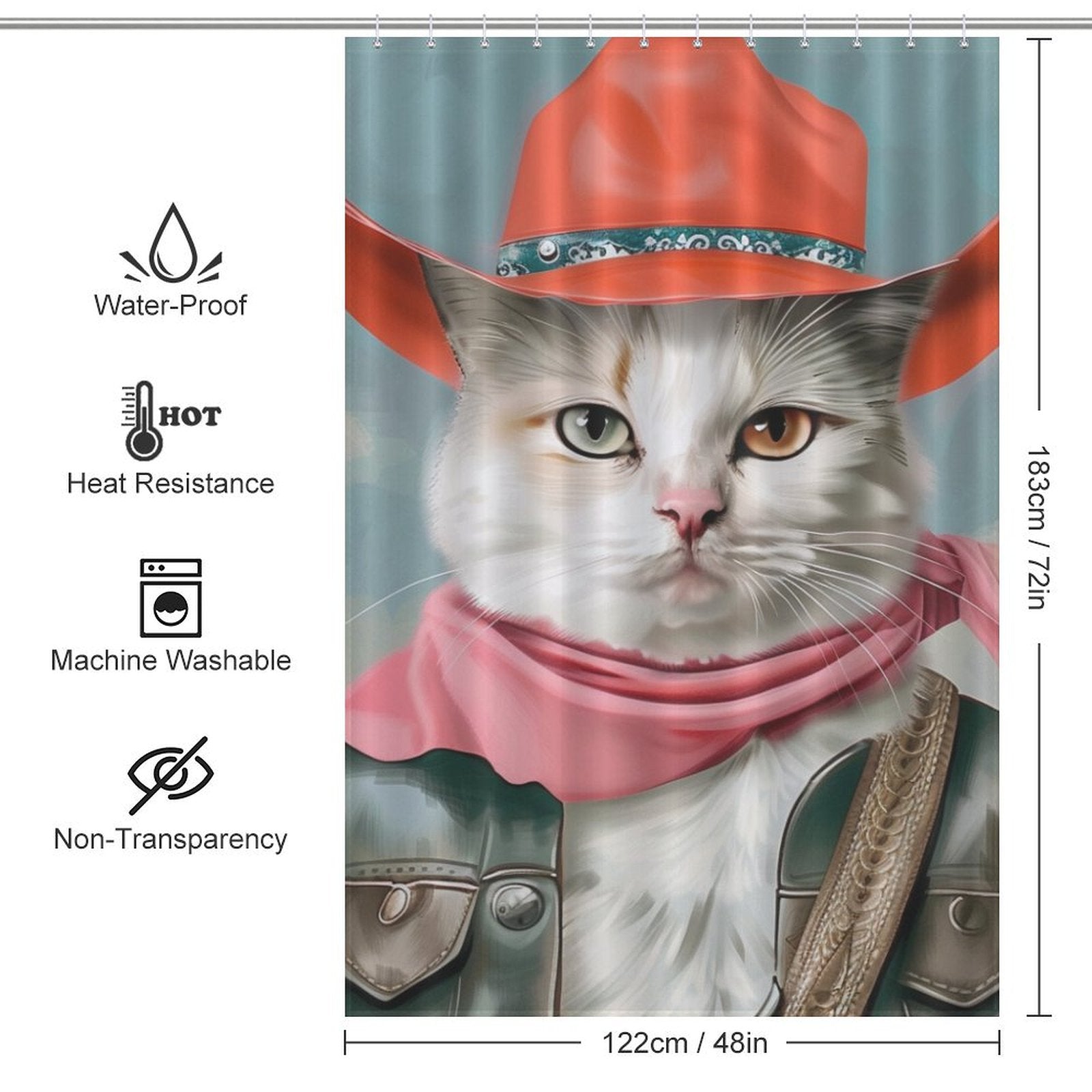 Funny Fat Cowboy Cat Shower Curtain