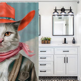 Funny Fat Cowboy Cat Shower Curtain