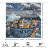 Funny Sea Seagull Cat Shower Curtain