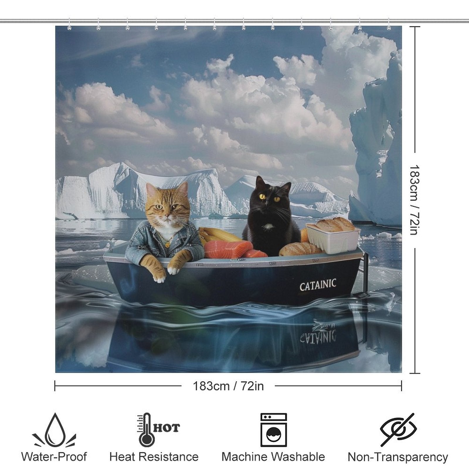 Funny Sea Travel Cat Shower Curtain