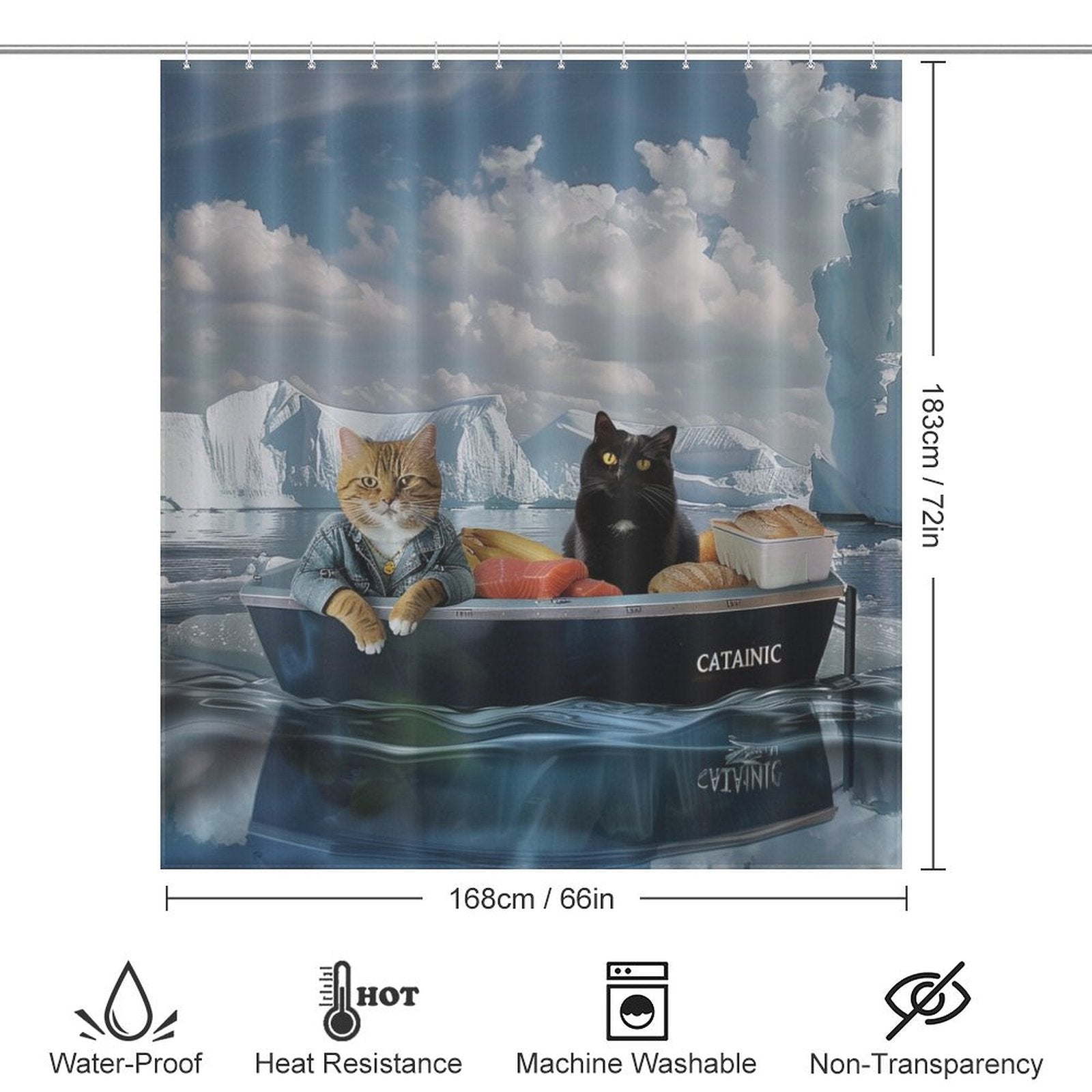 Funny Sea Travel Cat Shower Curtain