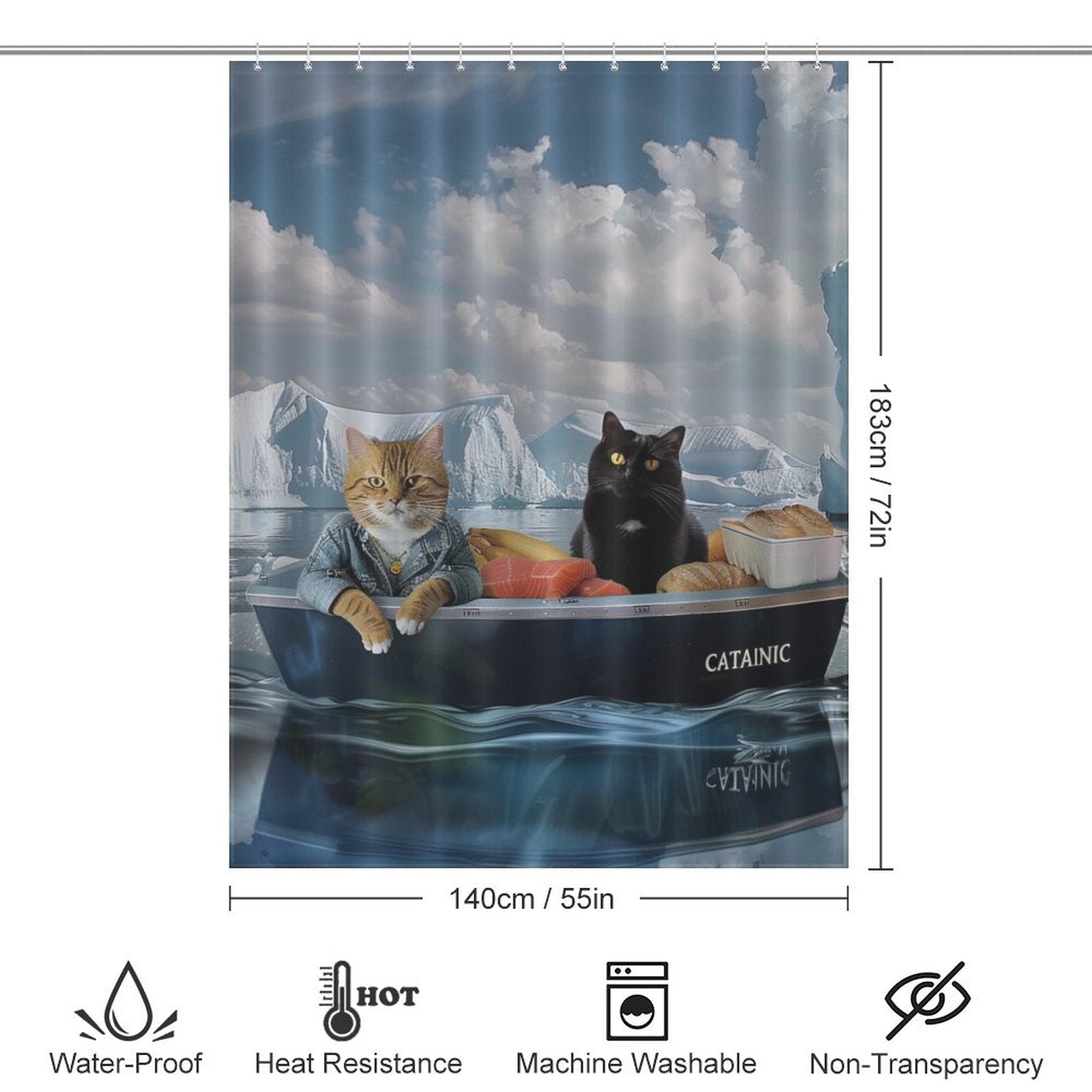 Funny Sea Travel Cat Shower Curtain