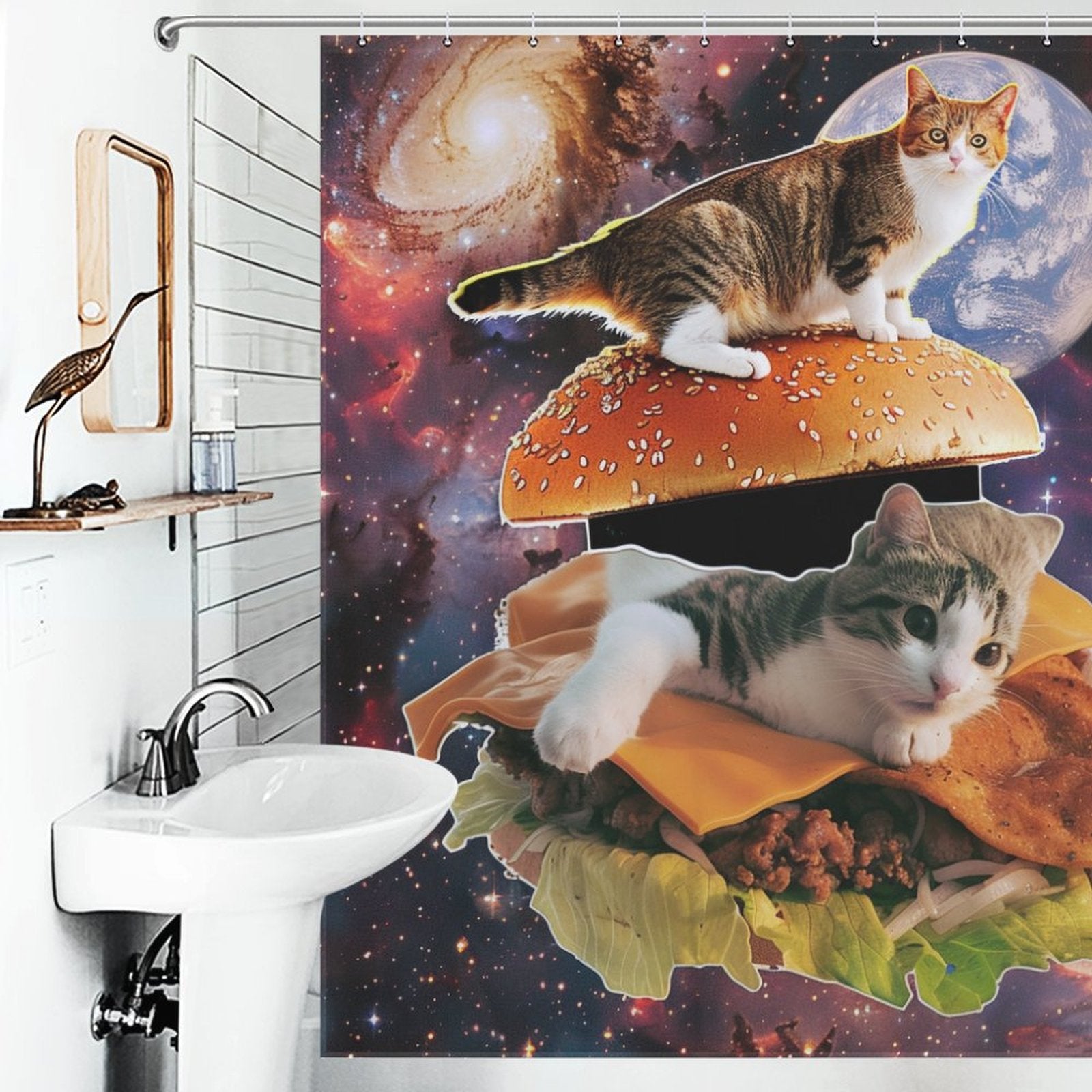 Funny Taco Cat In Space Shower Curtain